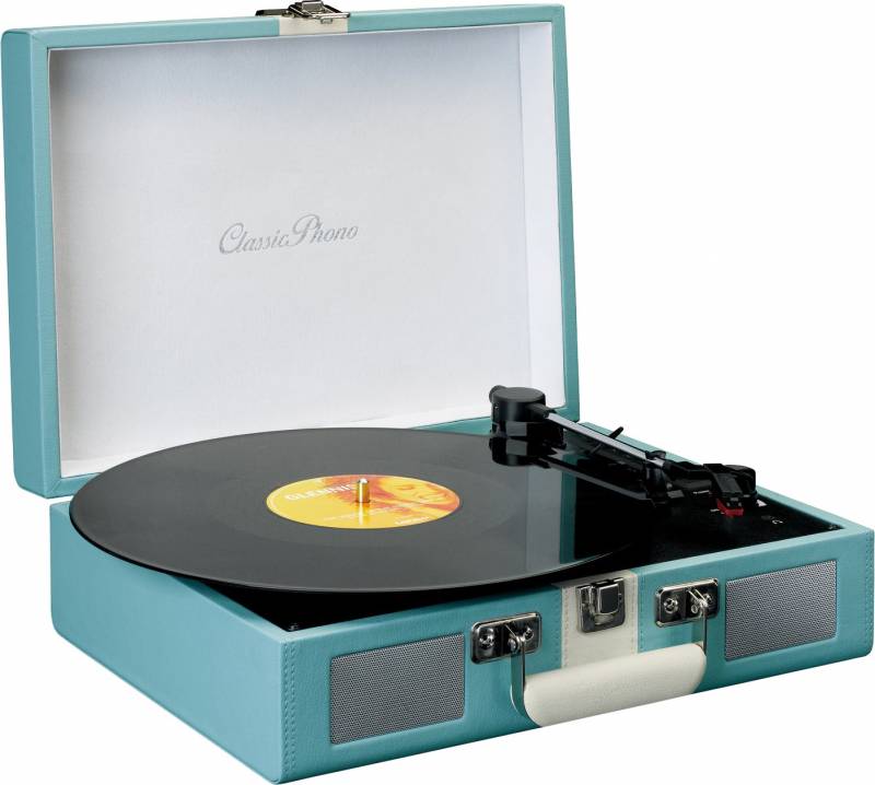 2 Stück Lenco Koffer-Plattenspieler TT-110 Blue White