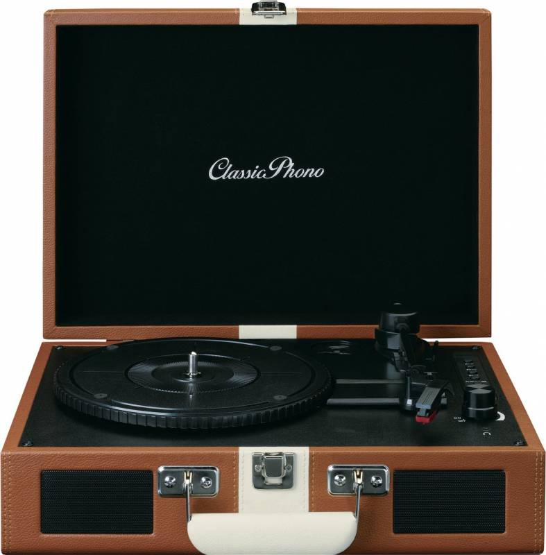 2 Stück Lenco Koffer-Plattenspieler TT-120BNWH Brown/Whi