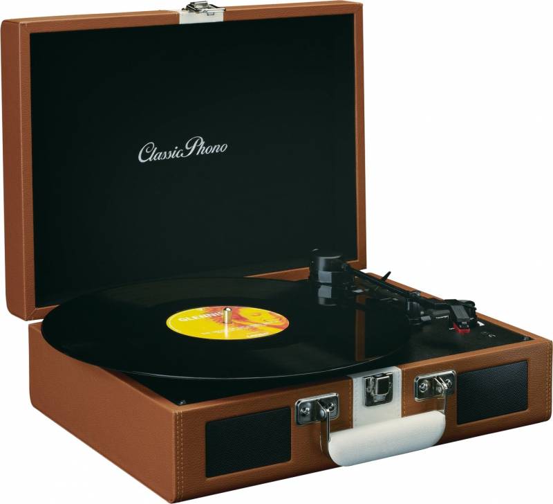 2 Stück Lenco Koffer-Plattenspieler TT-120BNWH Brown/Whi