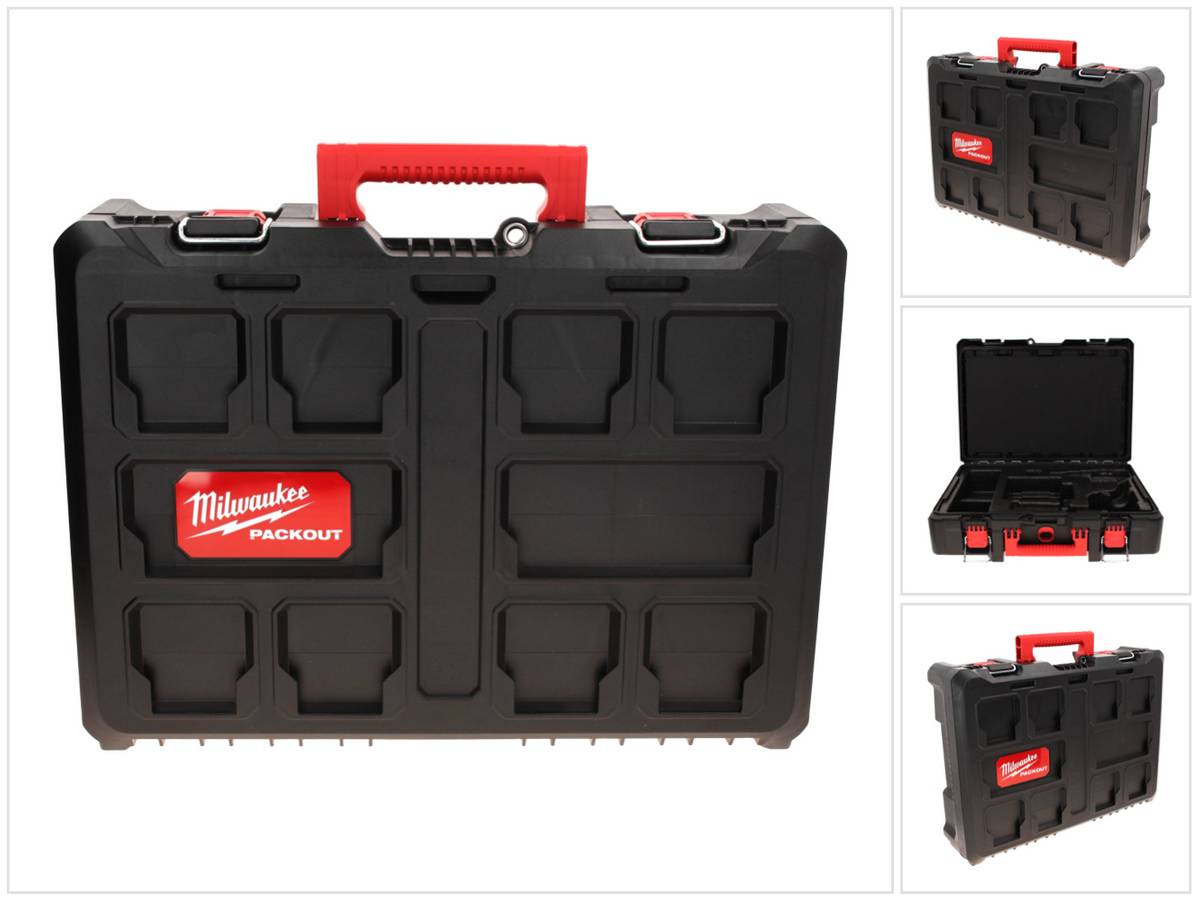 Milwaukee PACKOUT Systemkoffer Toolbox 525 x 380 x 150 mm + Einlage für 18 V Schlagschrauber / Schlagbohrschrauber / Bohrschrauber