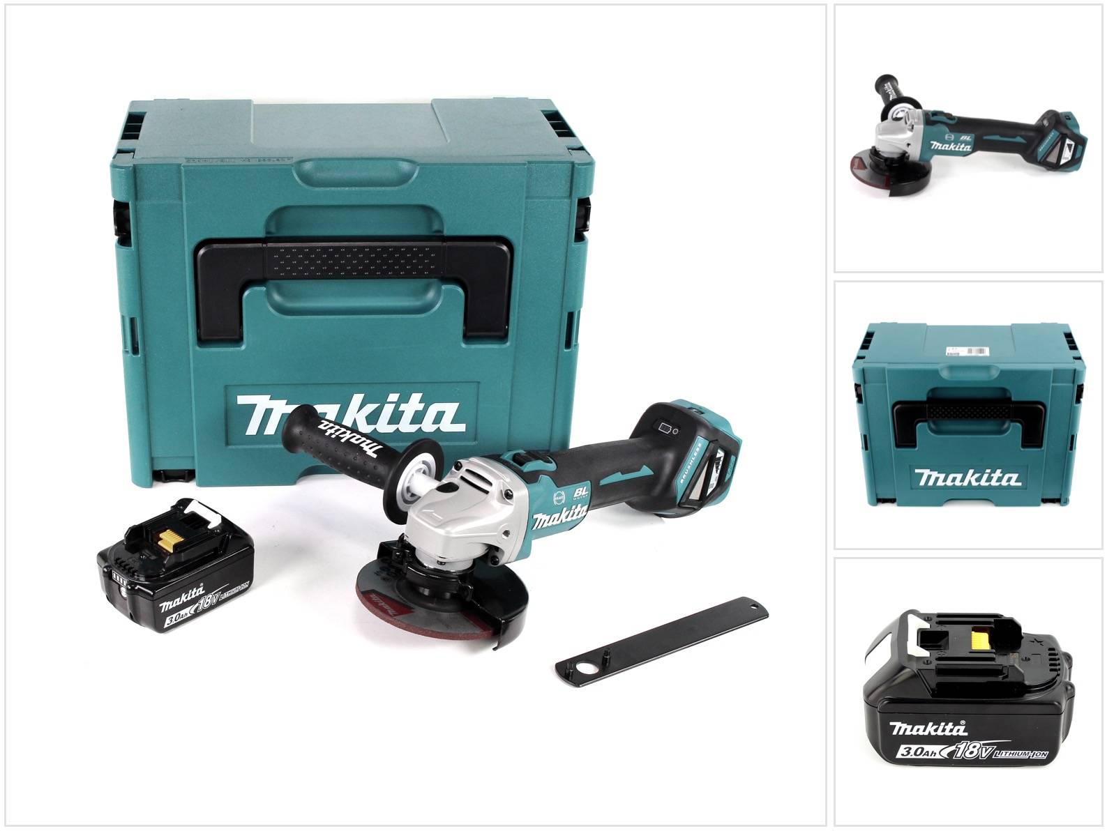 Makita DGA 513 F1J Akku Winkelschleifer 18V 125mm Brushless + 1x Akku 3,0Ah + Makpac - ohne Ladegerät