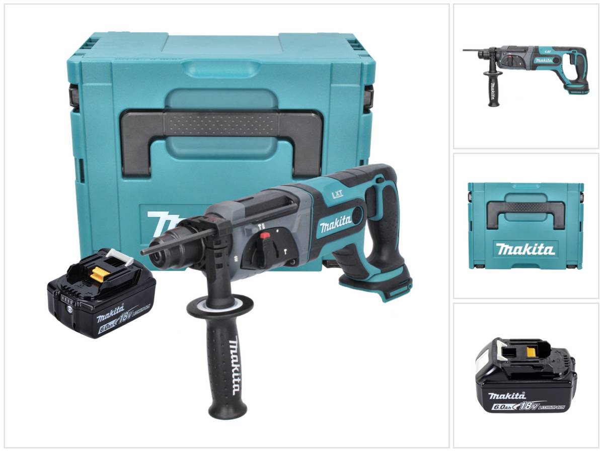Makita DHR 241 G1J Akku Bohrhammer 18 V 2,0 J SDS plus + 1x Akku 6,0 Ah + Makpac - ohne Ladegerät