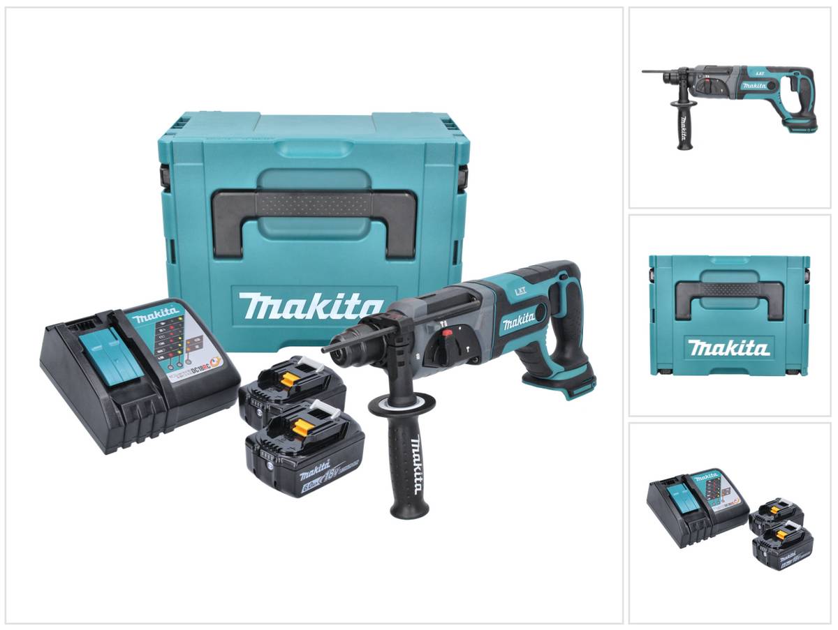 Makita DHR 241 RGJ Akku Bohrhammer 18 V 2,0 J SDS plus + 2x Akku 6,0 Ah + Ladegerät + Makpac