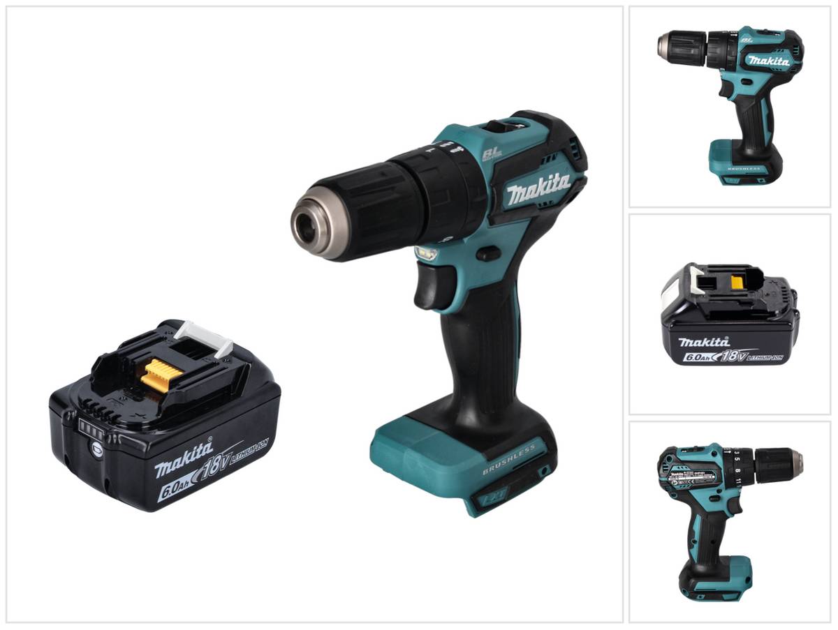 Makita DHP 483 G1 Akku Schlagbohrschrauber 18 V 40 Nm Brushless + 1x Akku 6,0 Ah - ohne Ladegerät