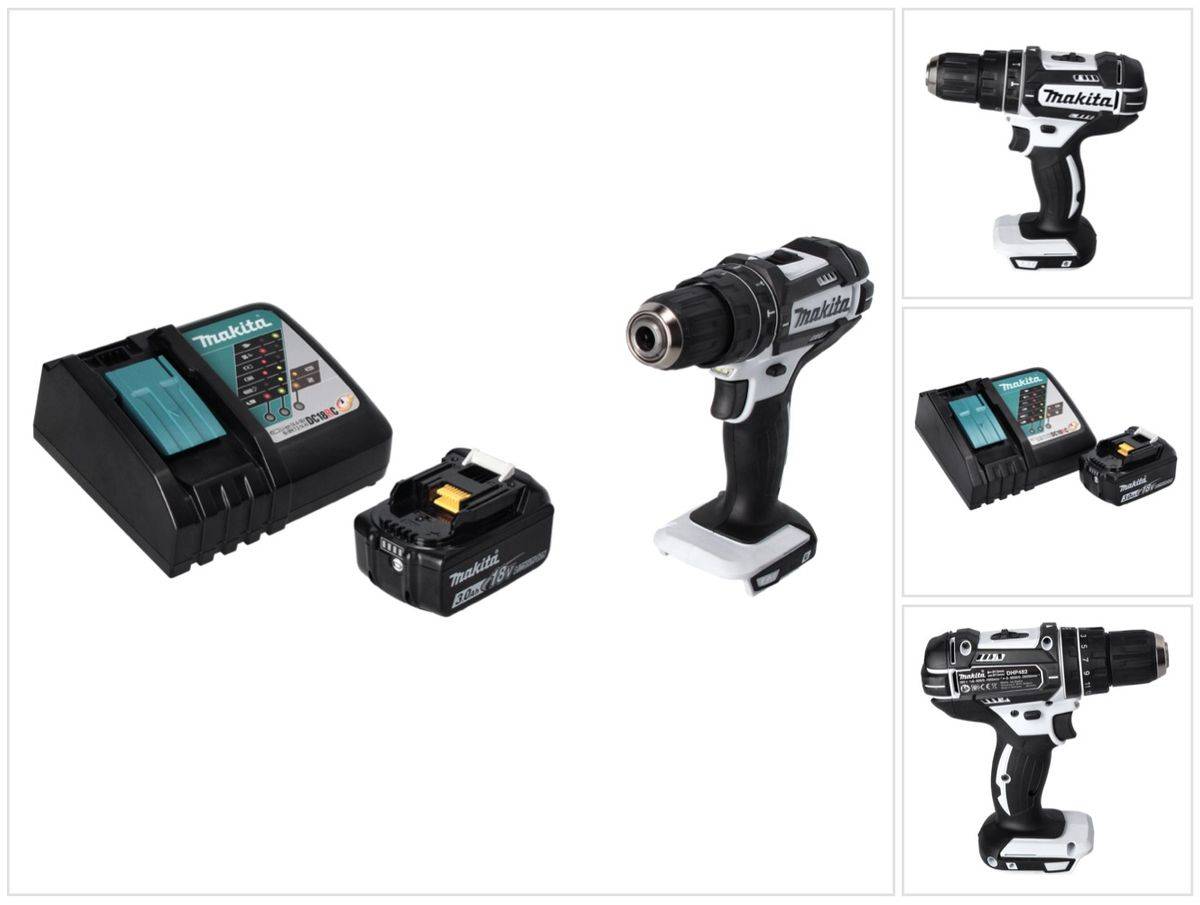Makita DHP 482 RF1 W Akku Schlagbohrschrauber 18 V 62 Nm + 1x Akku 3,0 Ah + Ladegerät