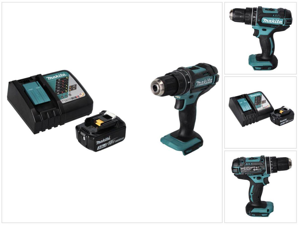 Makita DHP 482 RF1 Akku Schlagbohrschrauber 18 V 62 Nm + 1x Akku 3,0 Ah + Ladegerät