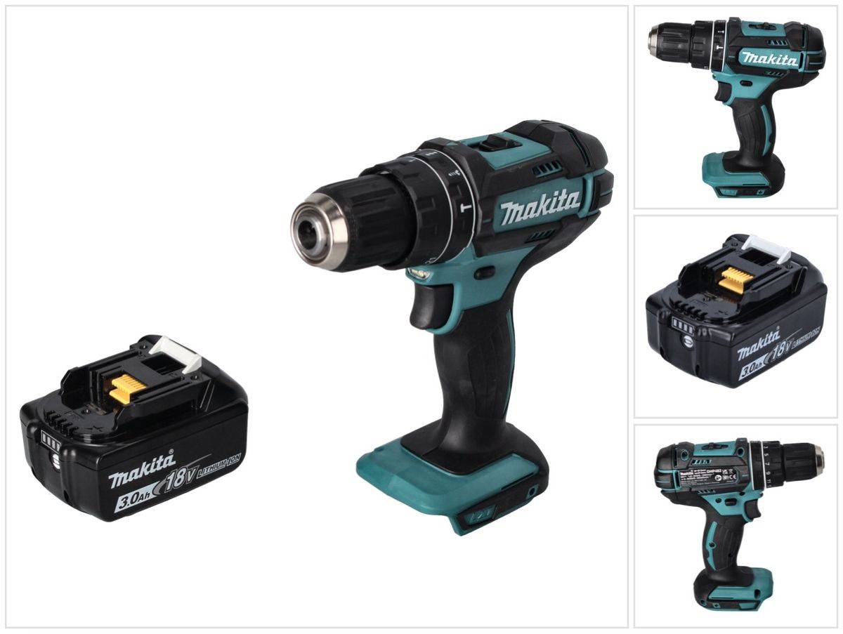 Makita DHP 482 F1 Akku Schlagbohrschrauber 18 V 62 Nm + 1x Akku 3,0 Ah - ohne Ladegerät