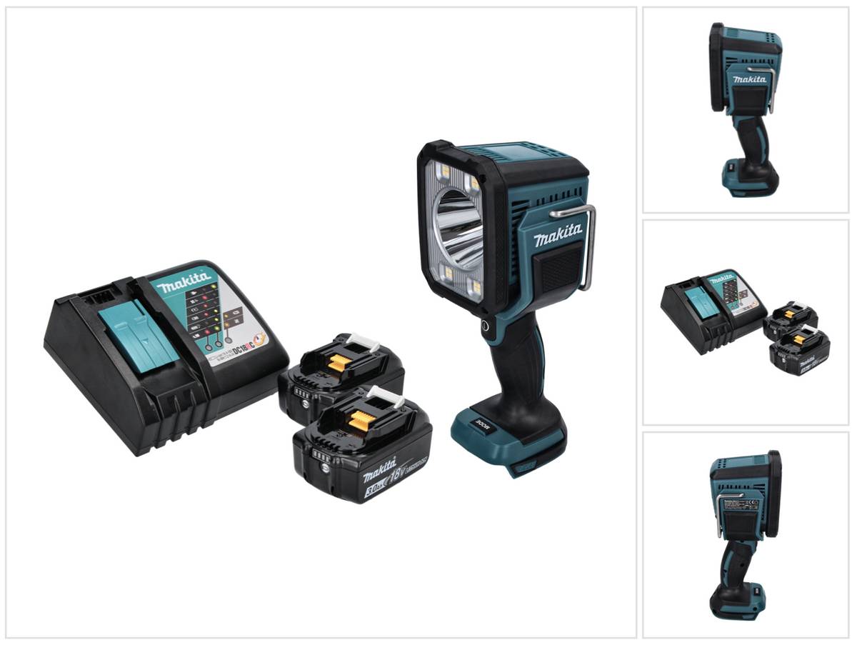 Makita DML 812 RF Akku LED Handstrahler Taschen Lampe 18 V 1250 lm + 2x Akku 3,0 Ah + Ladegerät