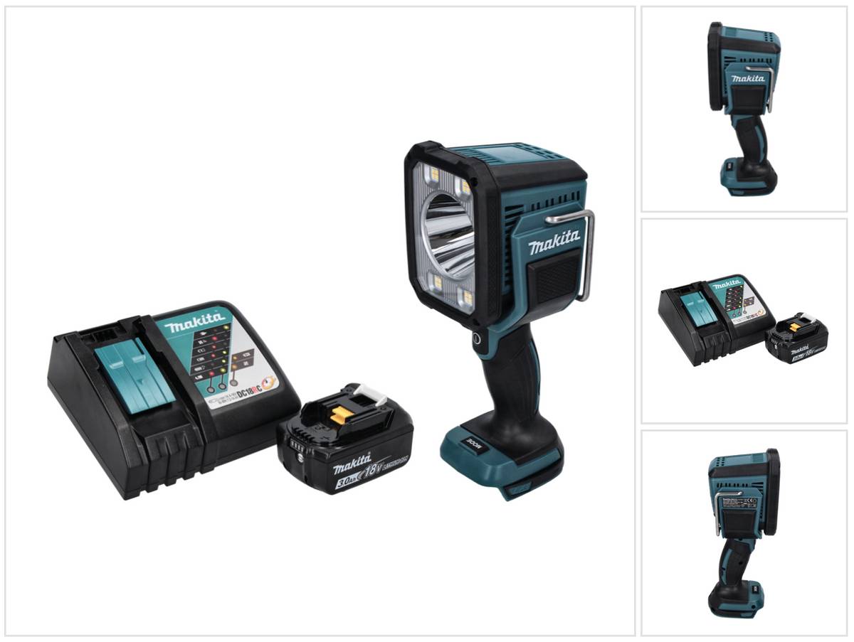 Makita DML 812 RF1 Akku LED Handstrahler Taschen Lampe 18 V 1250 lm + 1x Akku 3,0 Ah + Ladegerät