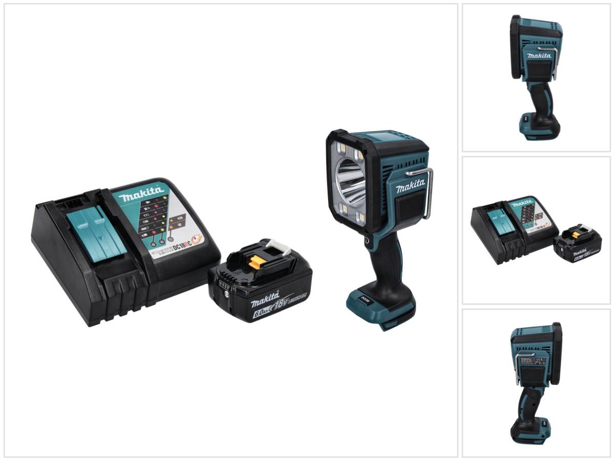 Makita DML 812 RG1 Akku LED Handstrahler Taschen Lampe 18 V 1250 lm + 1x Akku 6,0 Ah + Ladegerät