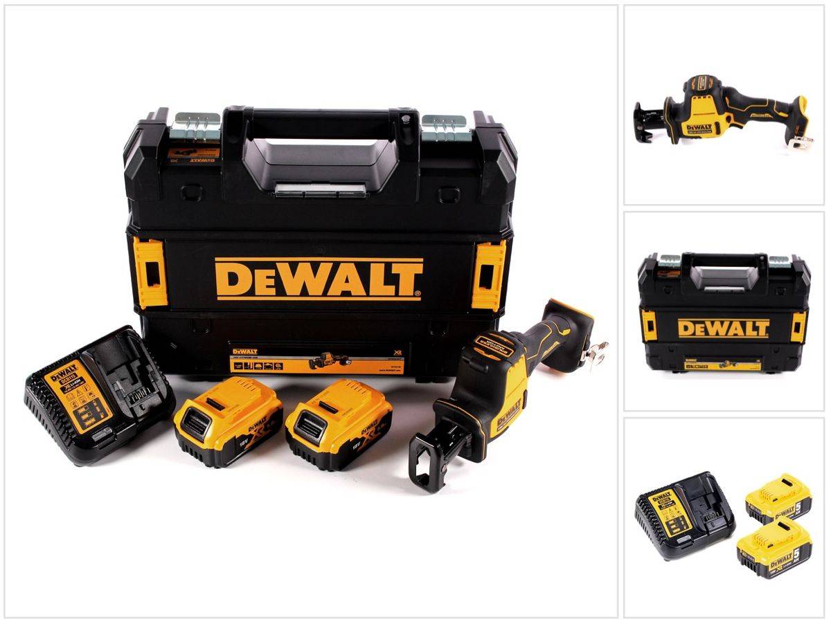 DeWalt DCS 369 P2 Akku Säbelsäge 18 V + 2x Akku 5,0 Ah + Ladegerät + TSTAK