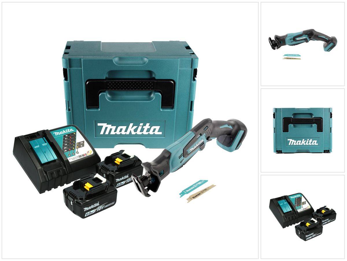 Makita DJR 183 RGJ Akku Reciprosäge 18 V + 2x Akku 6,0 Ah + Ladegerät + Makpac