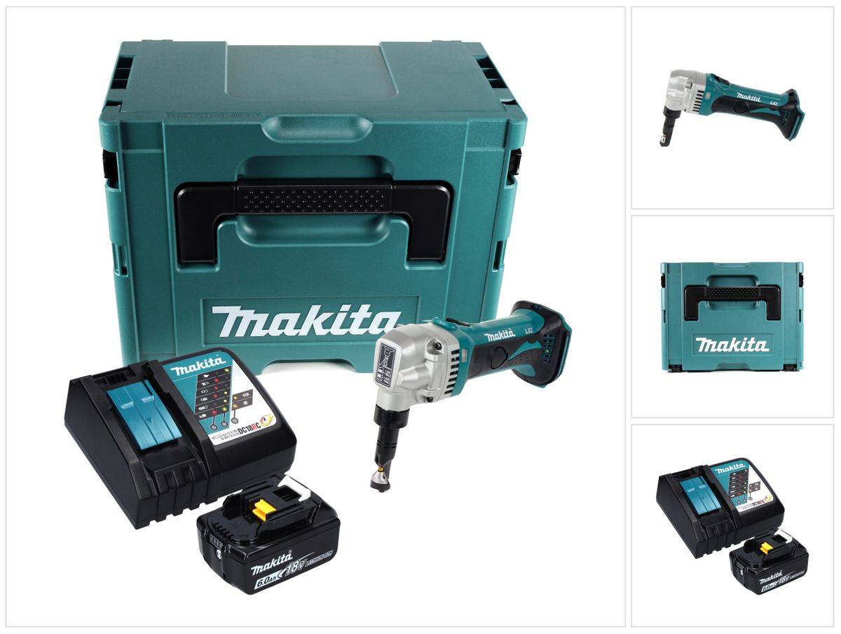 Makita DJN 161 RG1J Akku Knabberschere 18 V + 1x Akku 6,0 Ah + Ladegerät + Makpac