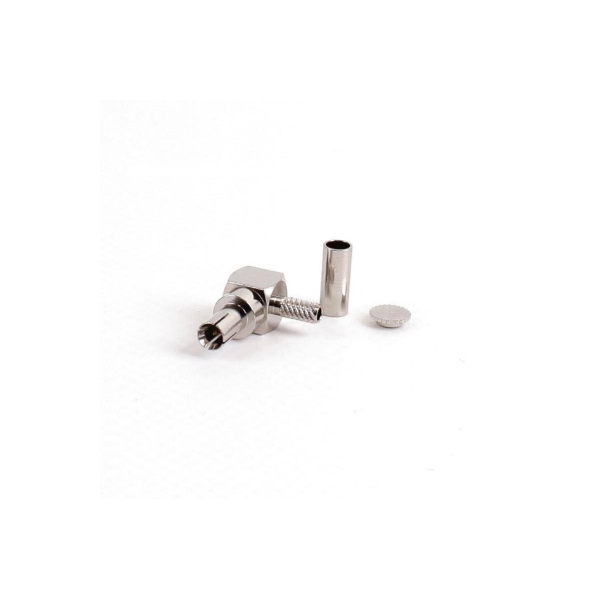 TS9-Winkelstecker für RG174 Kabel, Crimp Version