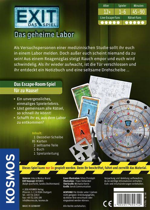 GW42ef EXIT - Das Spiel: Das geheime Labor Neu & OVP