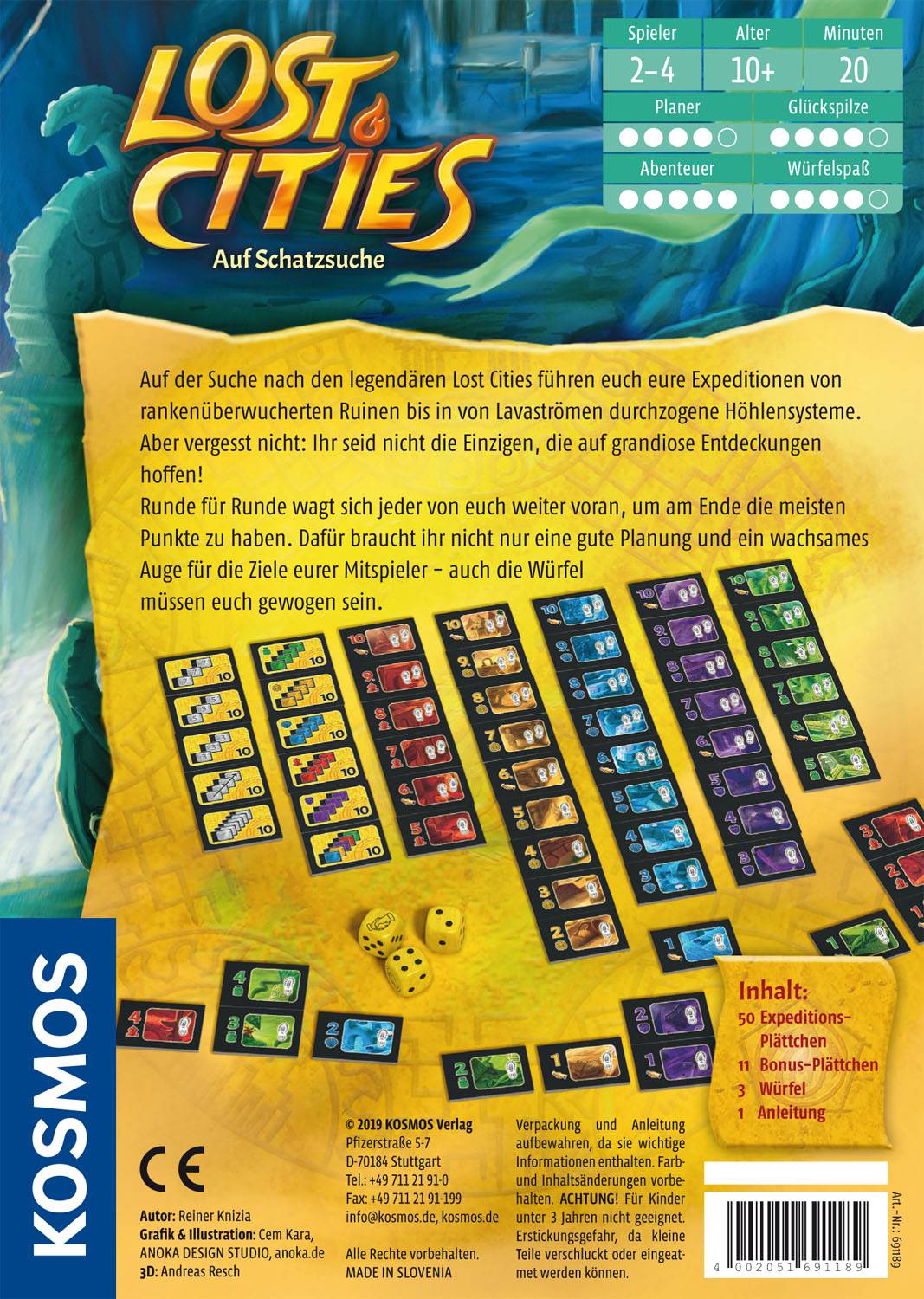 Kosmos 691189 Lost Cities Auf Schatzsuche, Würfelspiel