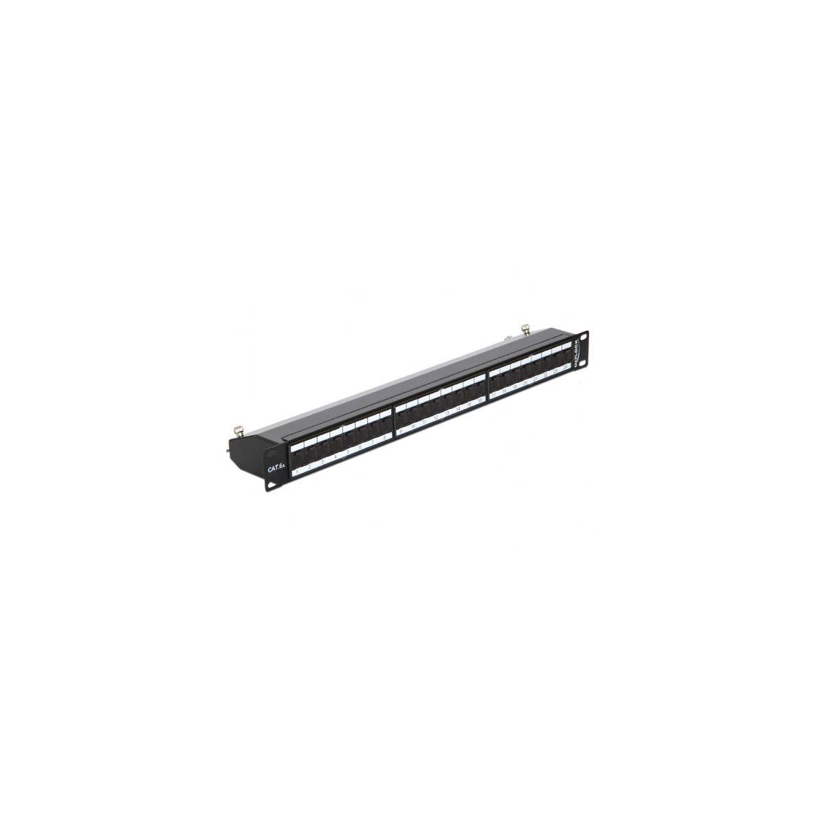 43320 - 19" Patchpanel, Cat. 6a, 24x RJ45-Ports, geschirmt, schwarz