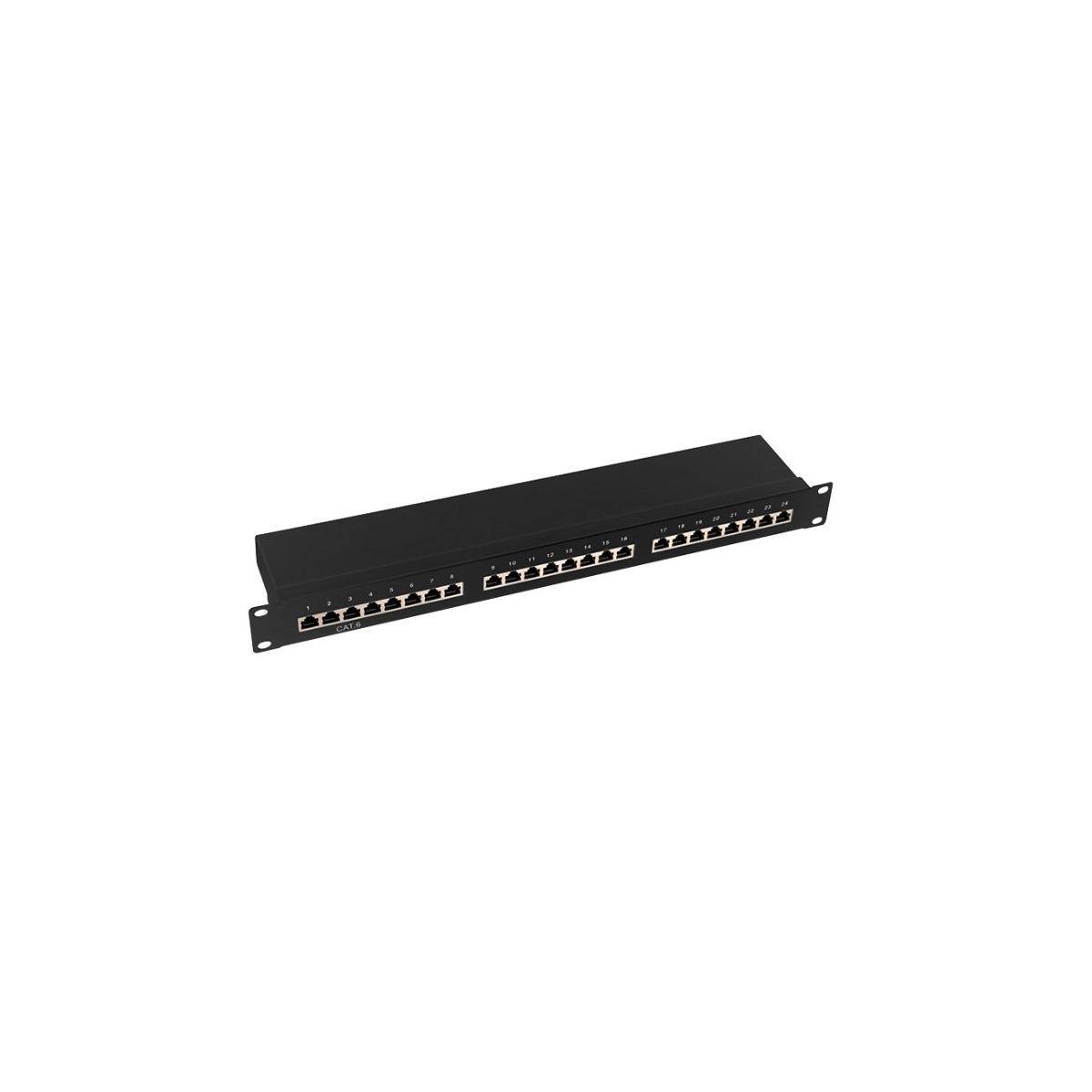Patchpanel - Cat. 6, 24 Ports, Schrankeinbau, STP, schwarz