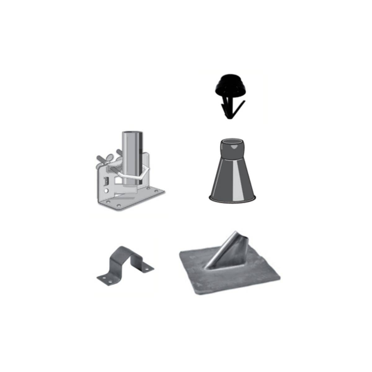 MAZ48 - Masthalterungsset mit Bleiblechziegel, für 48 mm Mastdurchmesser