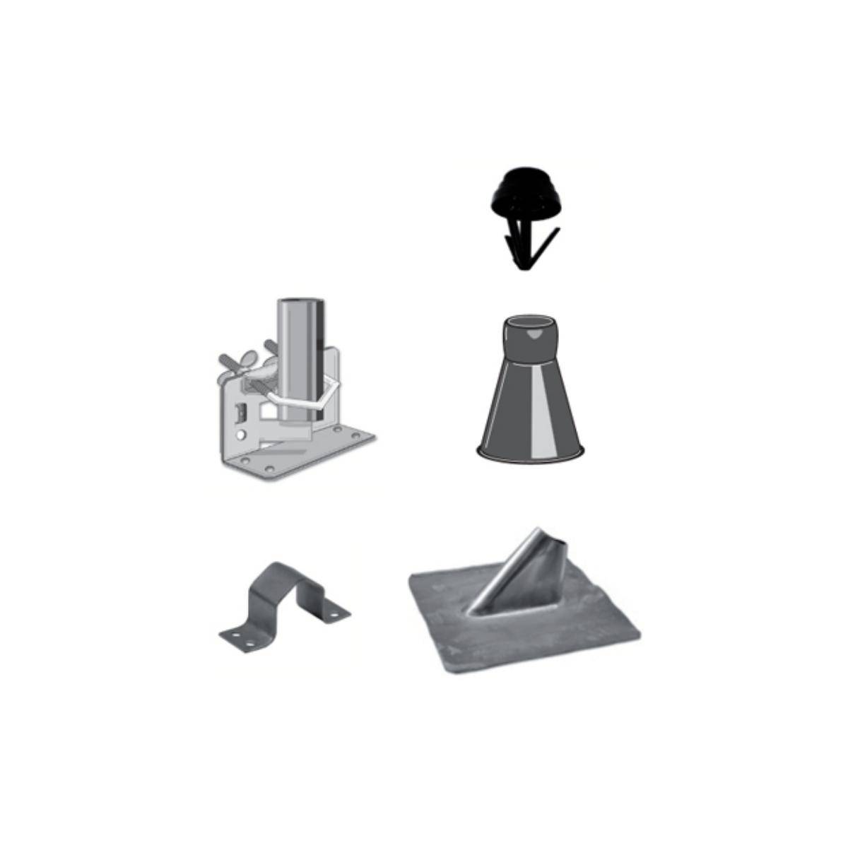 MAZ50 - Masthalterungsset mit Bleiblechziegel, für 50 mm Mastdurchmesser