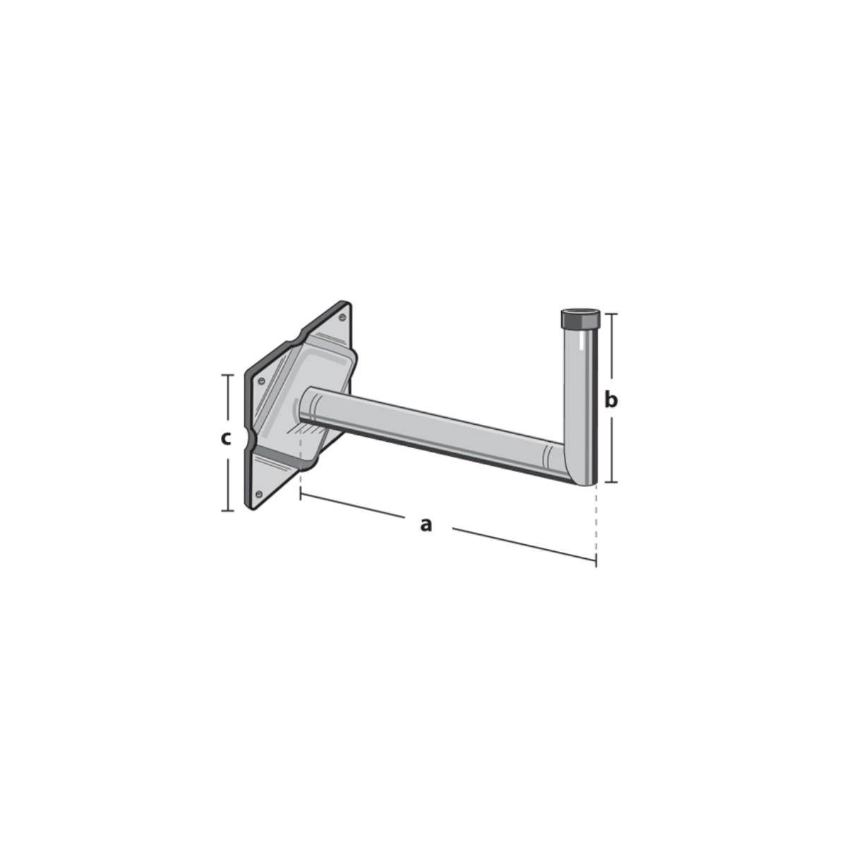 WWH25HIT - Winkelwandhalter, feuerverzinkt, 38 mm Durchmesser, 25 cm Wandabstand