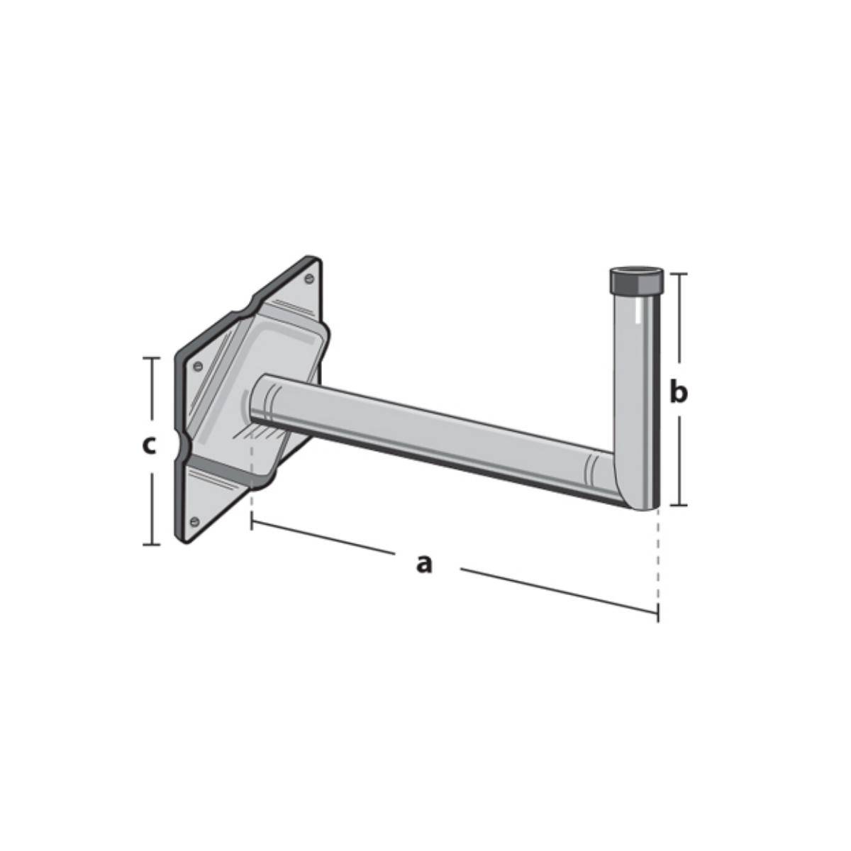 WWH40HIT - Winkelwandhalter, feuerverzinkt, 38 mm Durchmesser, 40 cm Wandabstand