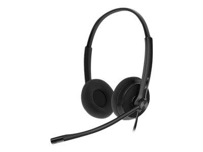 Schwarzes Over-Ear-Headset mit angebrachtem Boom-Mikrofon auf weißem Hintergrund.