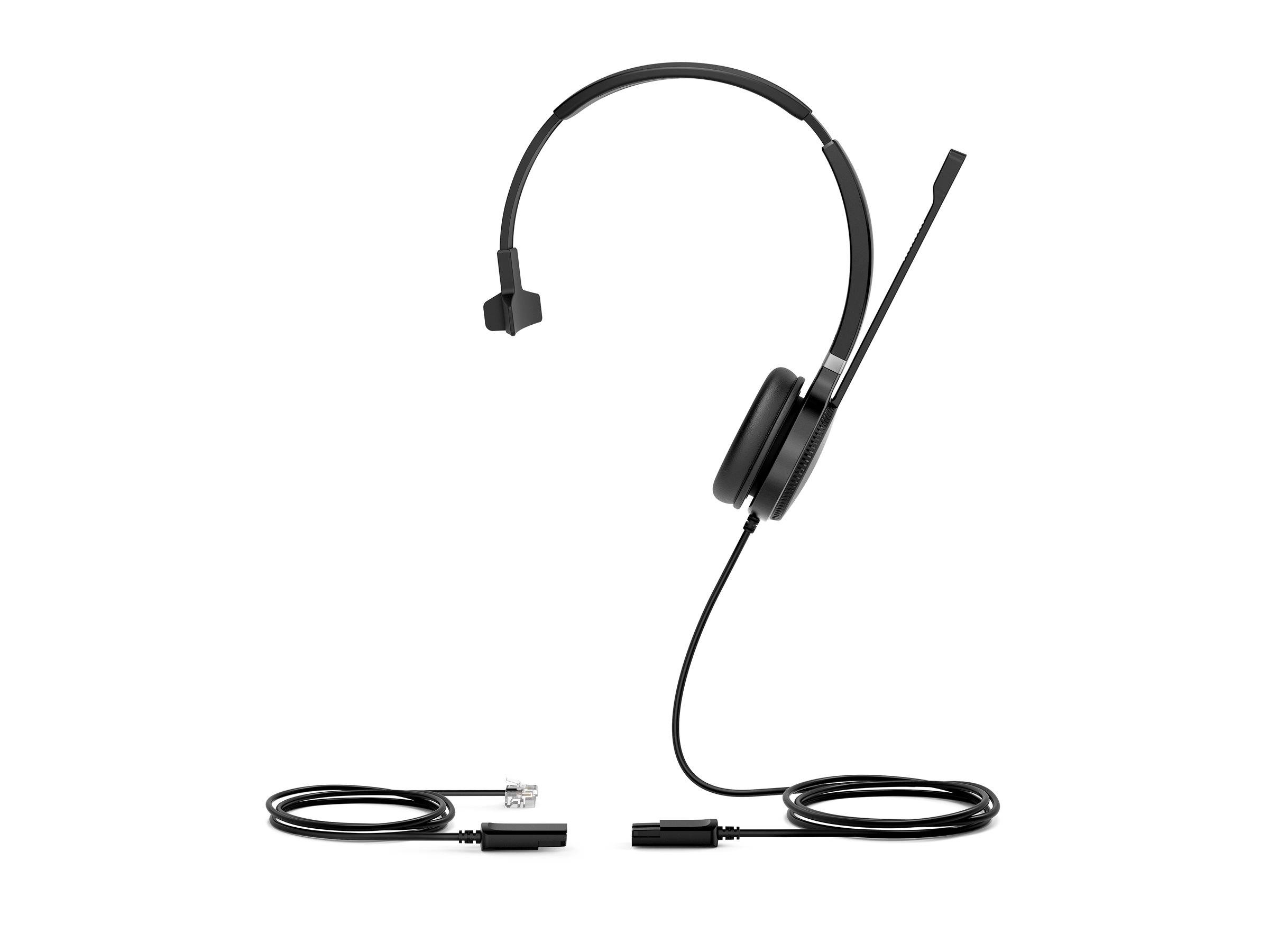 Schwarzes Over-Ear-Kopfhörer-Set mit Boom-Mikrofon und abnehmbarem Kabel, gezeigt mit Spiralkabel und Steckverbindern auf weißem Hintergrund.