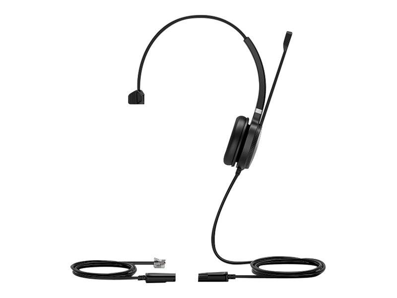 Schwarzes drahtloses Over-Ear-Kopfhörerset mit Boom-Mikrofon und Spiralkabel, auf weißem Hintergrund dargestellt.