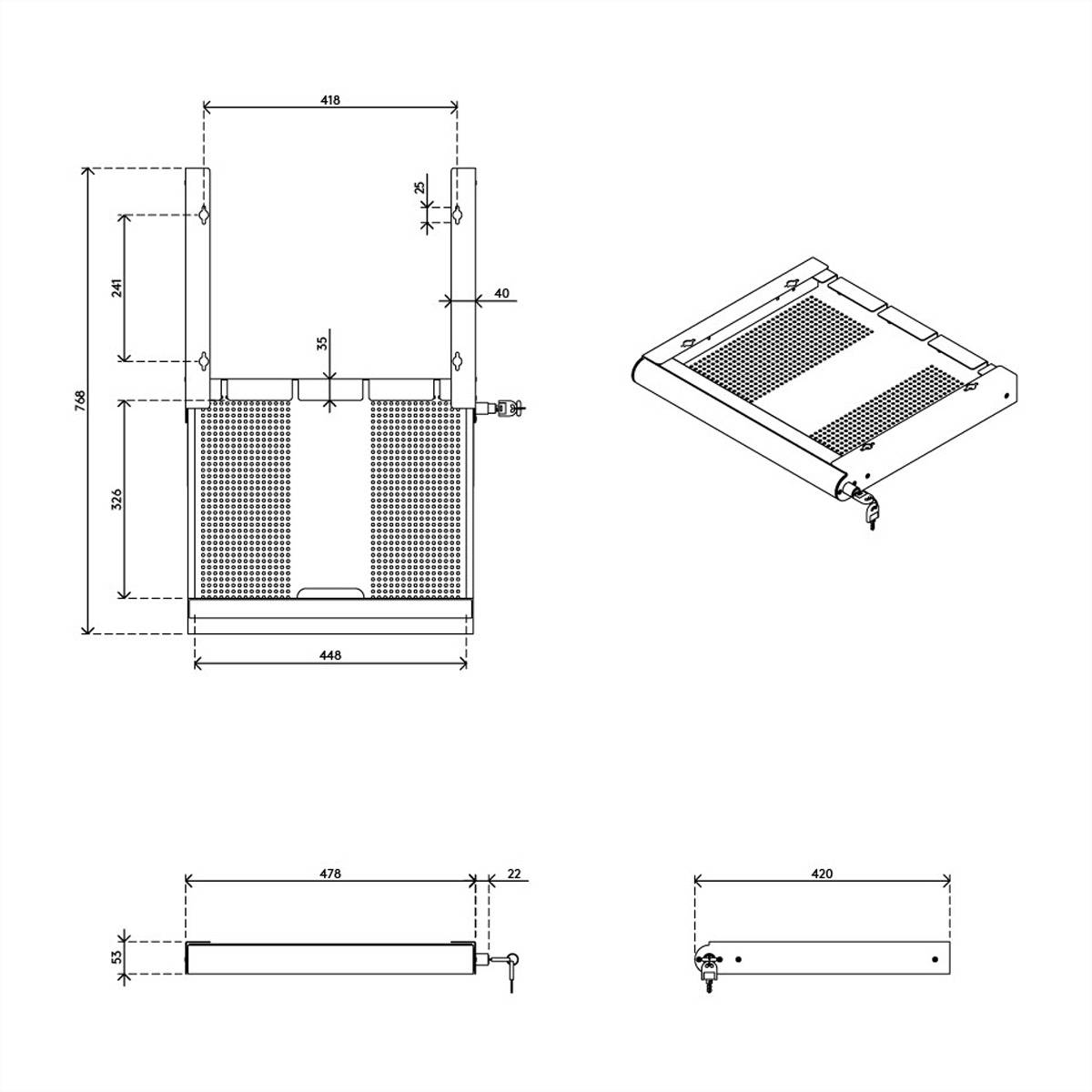 DATAFLEX Addit Laptop Sicherheits-Schublade, 622, für Laptops u.a. Geräte, silberfarben