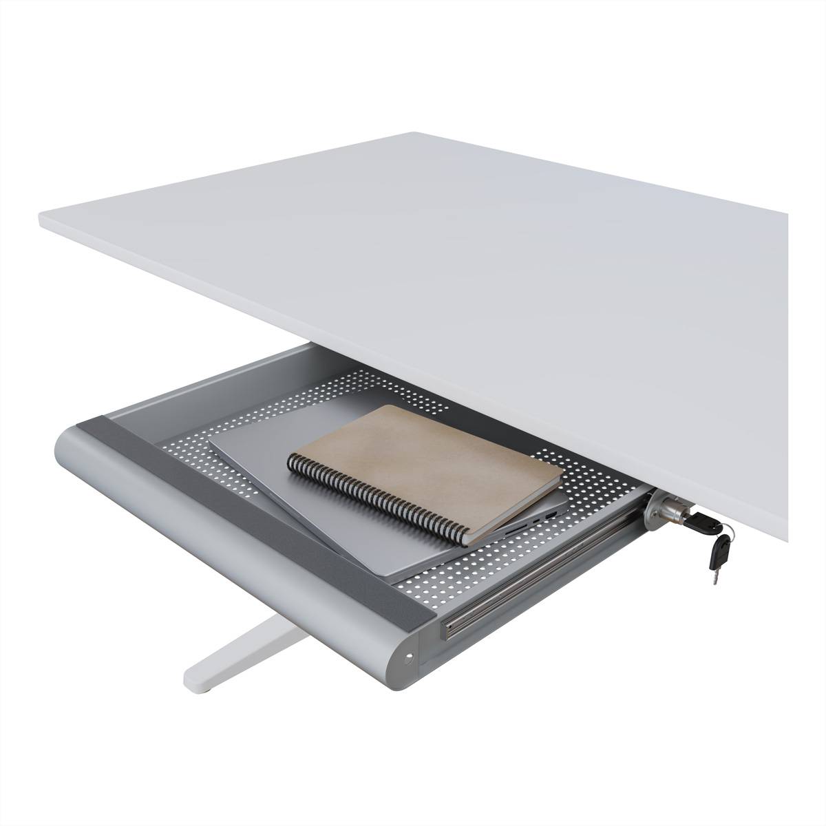 DATAFLEX Addit Laptop Sicherheits-Schublade, 622, für Laptops u.a. Geräte, silberfarben