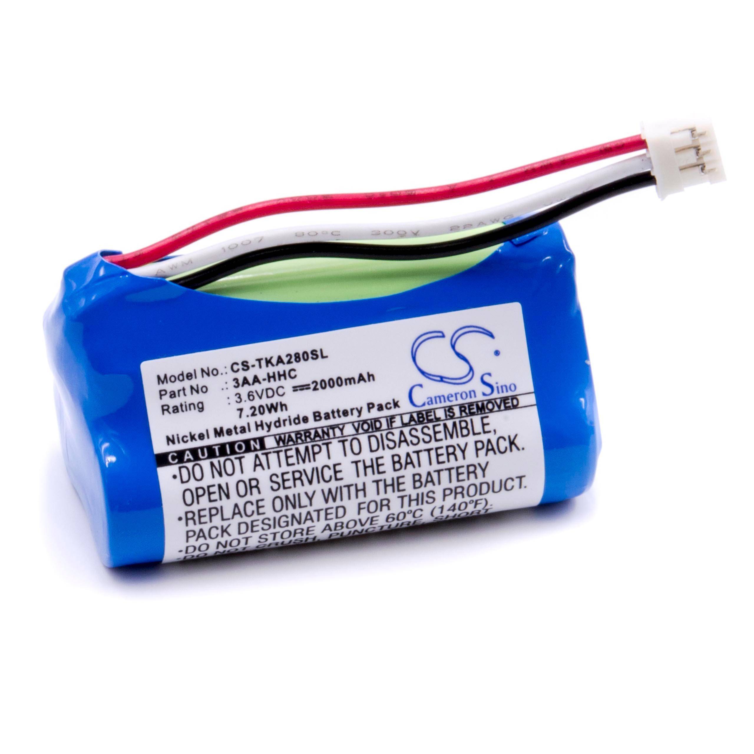 Akku Ersatz für TDK 3AA-HHC für Lautsprecher Boxen Speaker (2000mAh, 3.6V, NiMH)