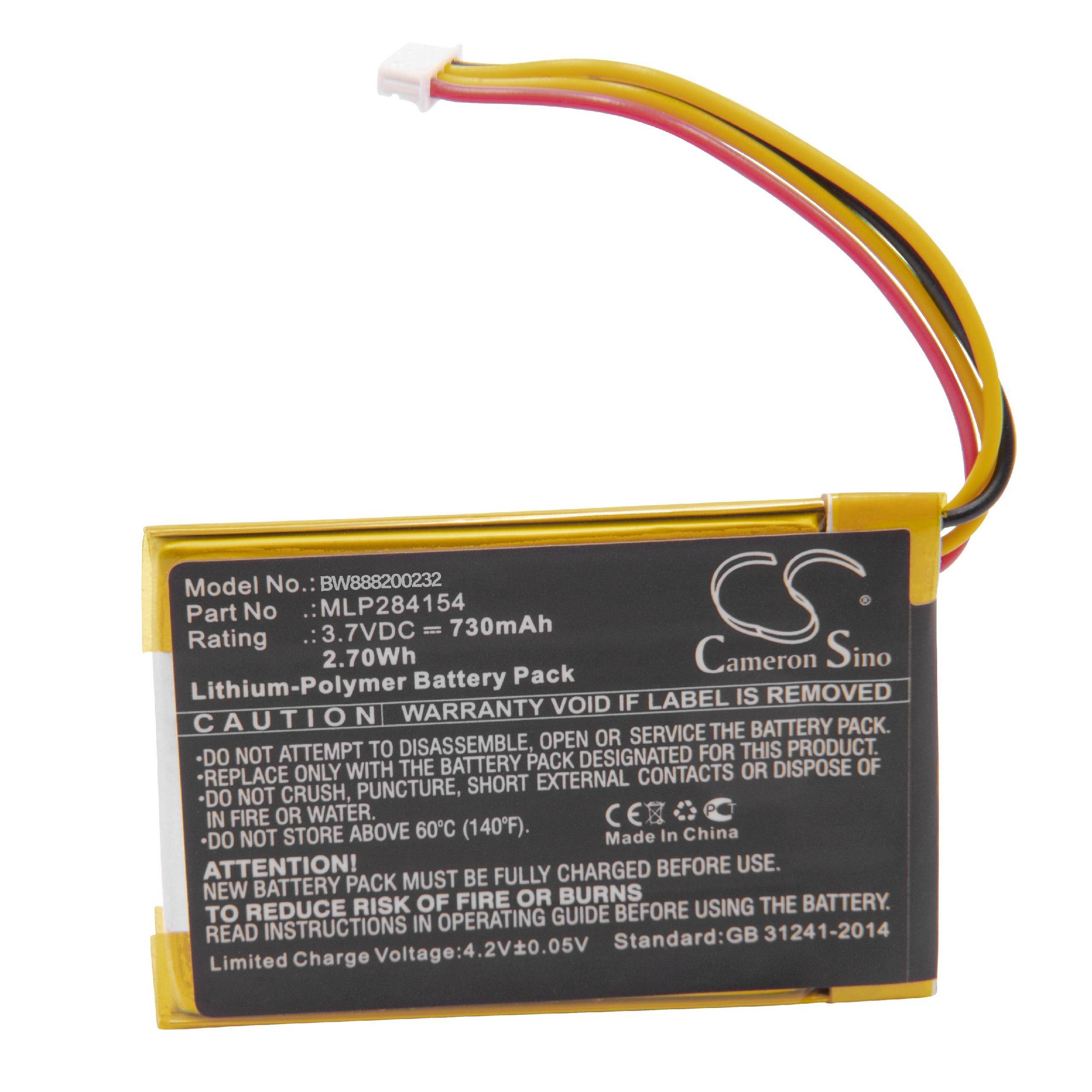 Akku Ersatz für JBL GO2/MLP284154, MLP284154 für Lautsprecher Boxen Speaker (730mAh, 3.7V, Li-Polymer)