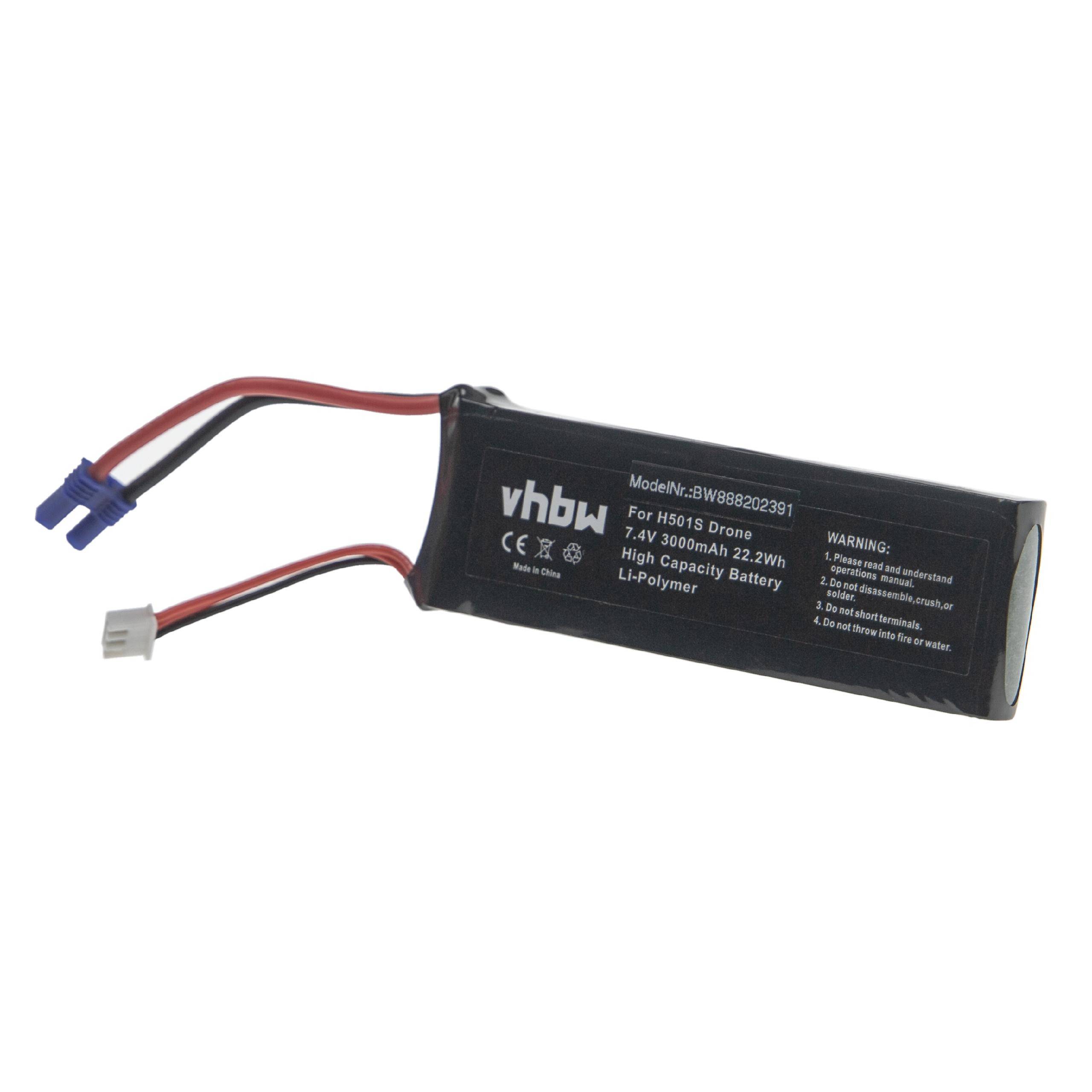 Li-Polymer-Akku - 3000mAh (7.4V) für Hubsan H501S u.a. Drohne, Multicopter, Quadrocopter
