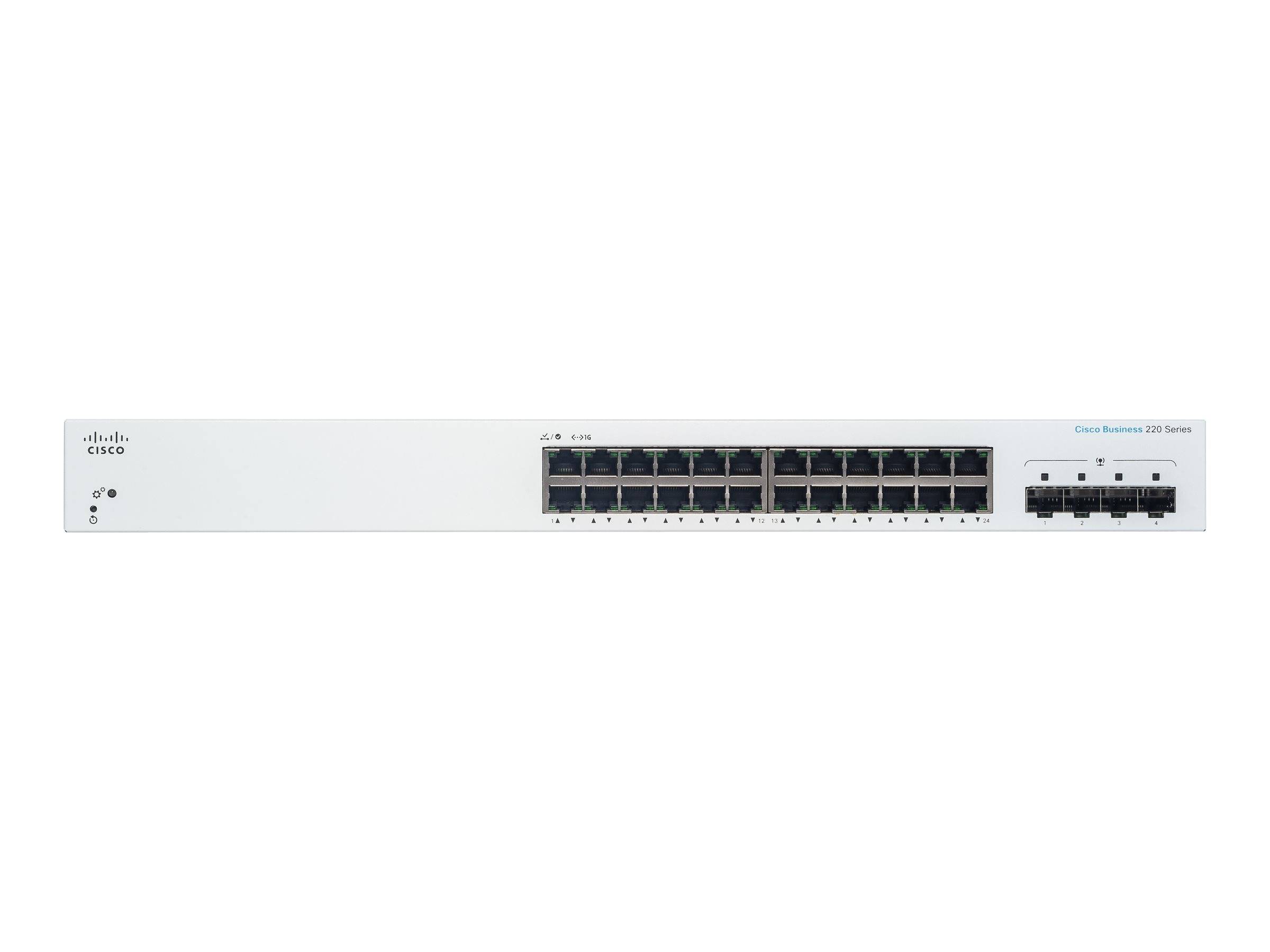 Cisco Business 220 Series CBS220-24T-4G - Switch - Smart - 24 x 10/100/1000 + 4 x Gigabit SFP (Uplink)