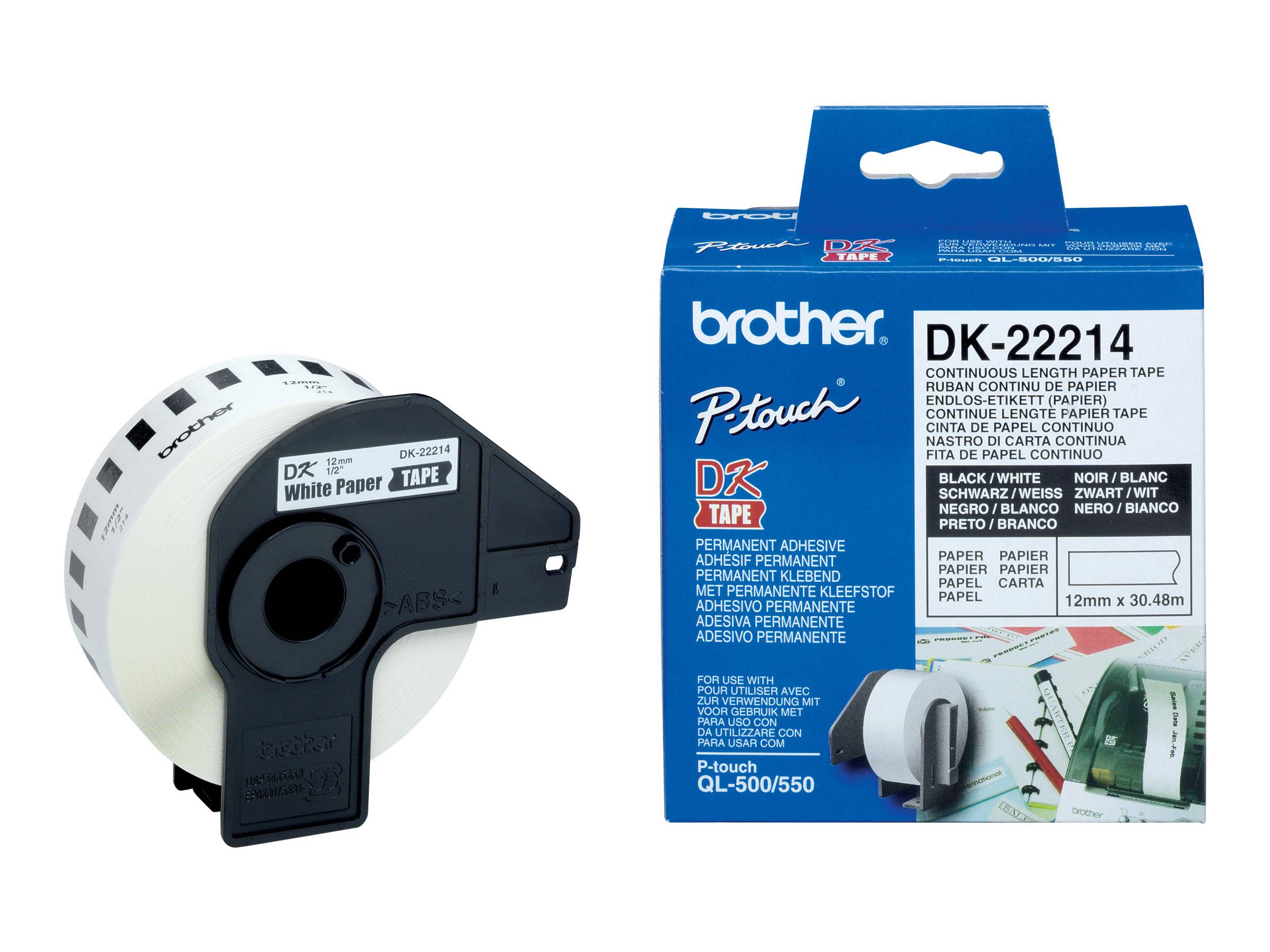 Brother DK-22214 - Weiß - Rolle (1,2 cm x 30,5 m) Thermopapier