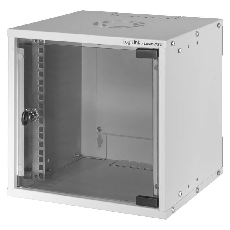 LogiLink 10" Wandgehäuse SoHo, montiert, 6 HE, lichtgrau