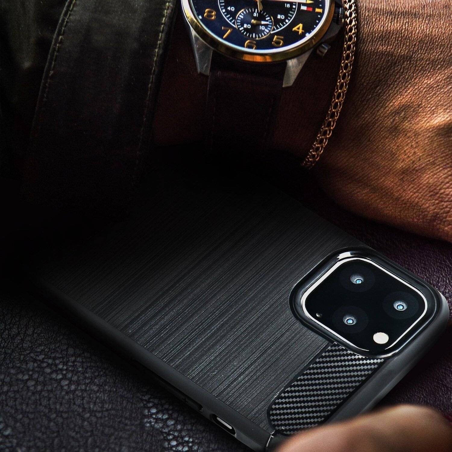 Silikon Hülle Carbon kompatibel mit SAMSUNG GALAXY A22 5G (A226B) Case TPU Soft Handyhülle Cover Schutzhülle Schwarz