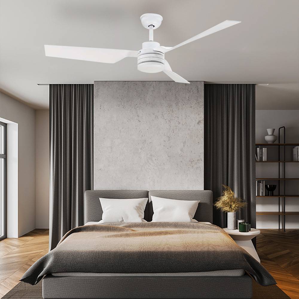 Decken Ventilator mit Fernbedienung Wohnzimmer Lüfter, weiß, Sommer-/Wintermodus 3 Geschwindigkeiten Timer, 132 cm