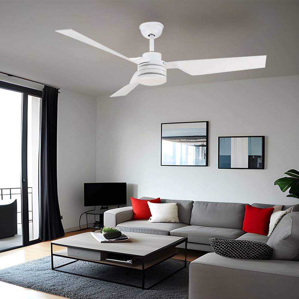 Decken Ventilator mit Fernbedienung Wohnzimmer Lüfter, weiß, Sommer-/Wintermodus 3 Geschwindigkeiten Timer, 132 cm