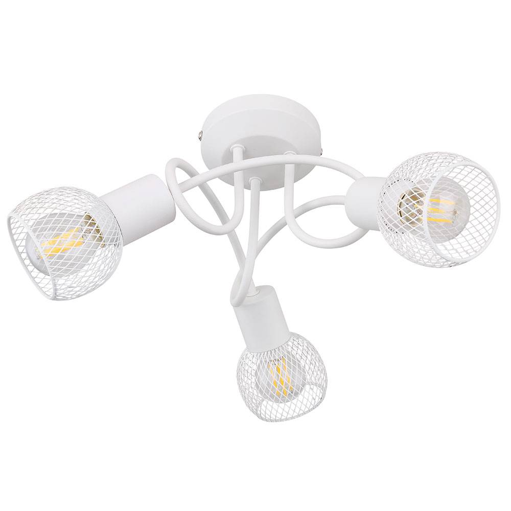 Decken Spotrondell Kugel Leuchte Käfig weiß matt geschwungen Deckenleuchte, 3x E14 max 40W, DMxH 36x20cm, Wohnzimmer Esszimmer Schlafzimmer