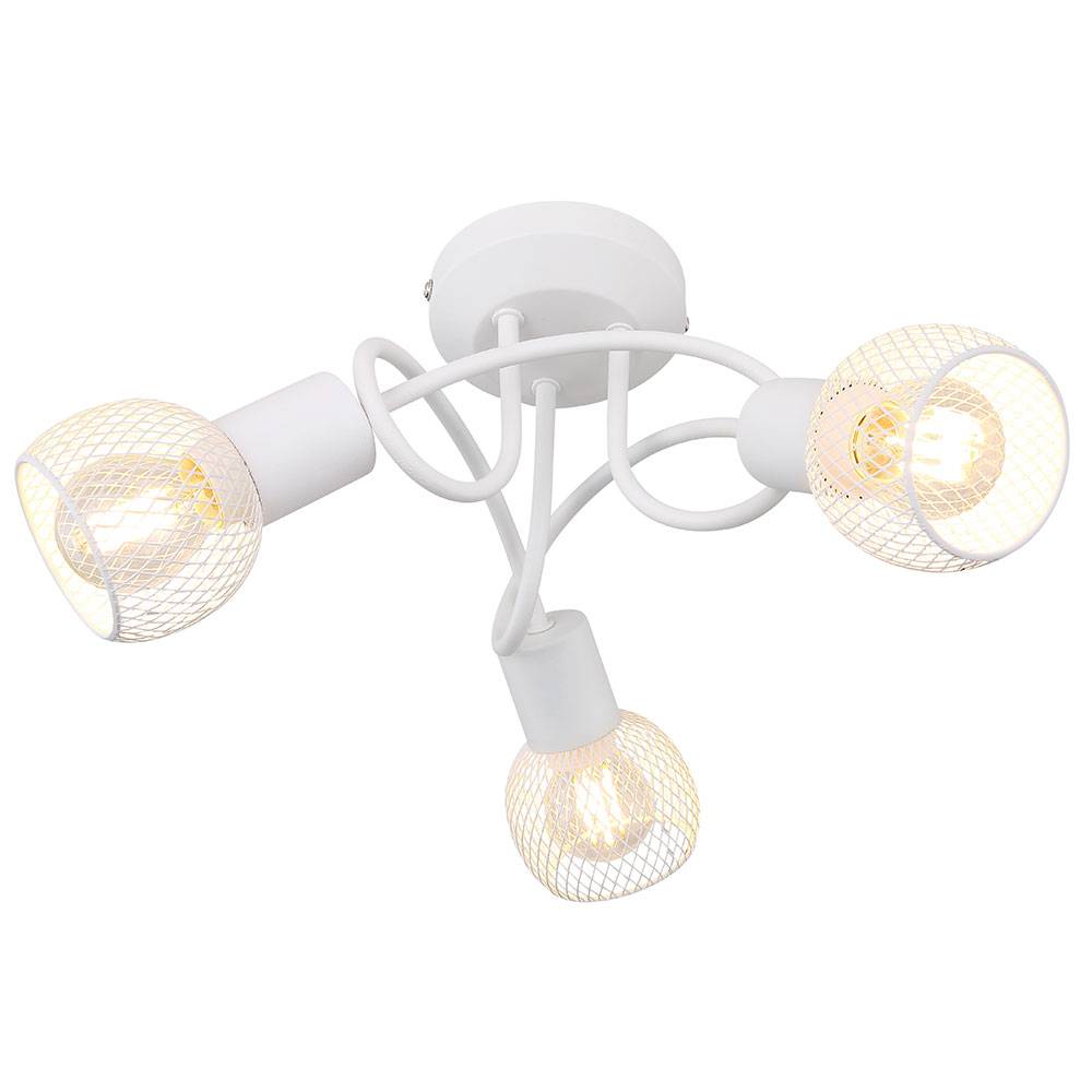 Decken Spotrondell Kugel Leuchte Käfig weiß matt geschwungen Deckenleuchte, 3x E14 max 40W, DMxH 36x20cm, Wohnzimmer Esszimmer Schlafzimmer