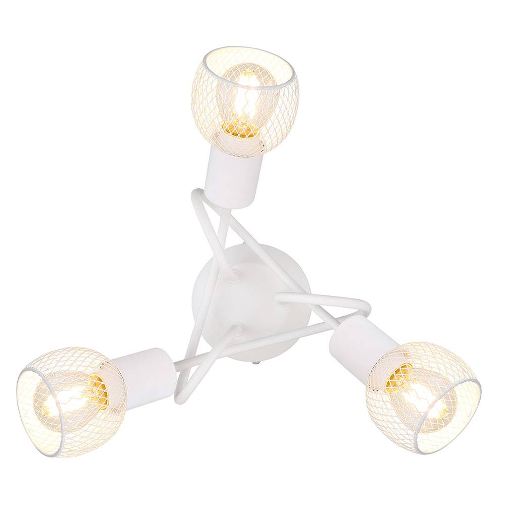 Decken Spotrondell Kugel Leuchte Käfig weiß matt geschwungen Deckenleuchte, 3x E14 max 40W, DMxH 36x20cm, Wohnzimmer Esszimmer Schlafzimmer