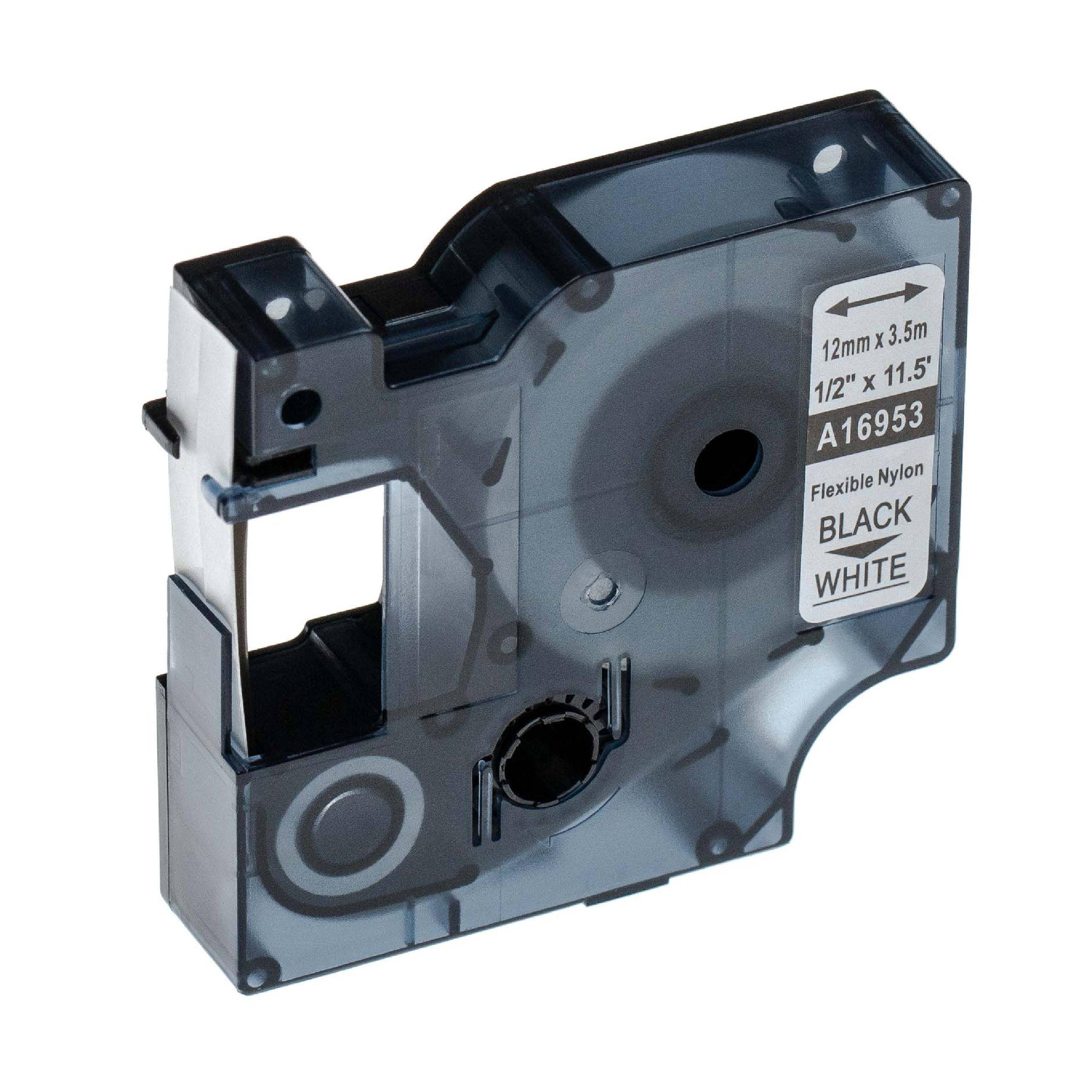 vhbw Schriftband-Kassette kompatibel mit Dymo LabelWriter Duo 400 | Duo, Duo 450 Etiketten-Drucker 3,5m x 12mm Schwarz auf Weiß, Flexibel