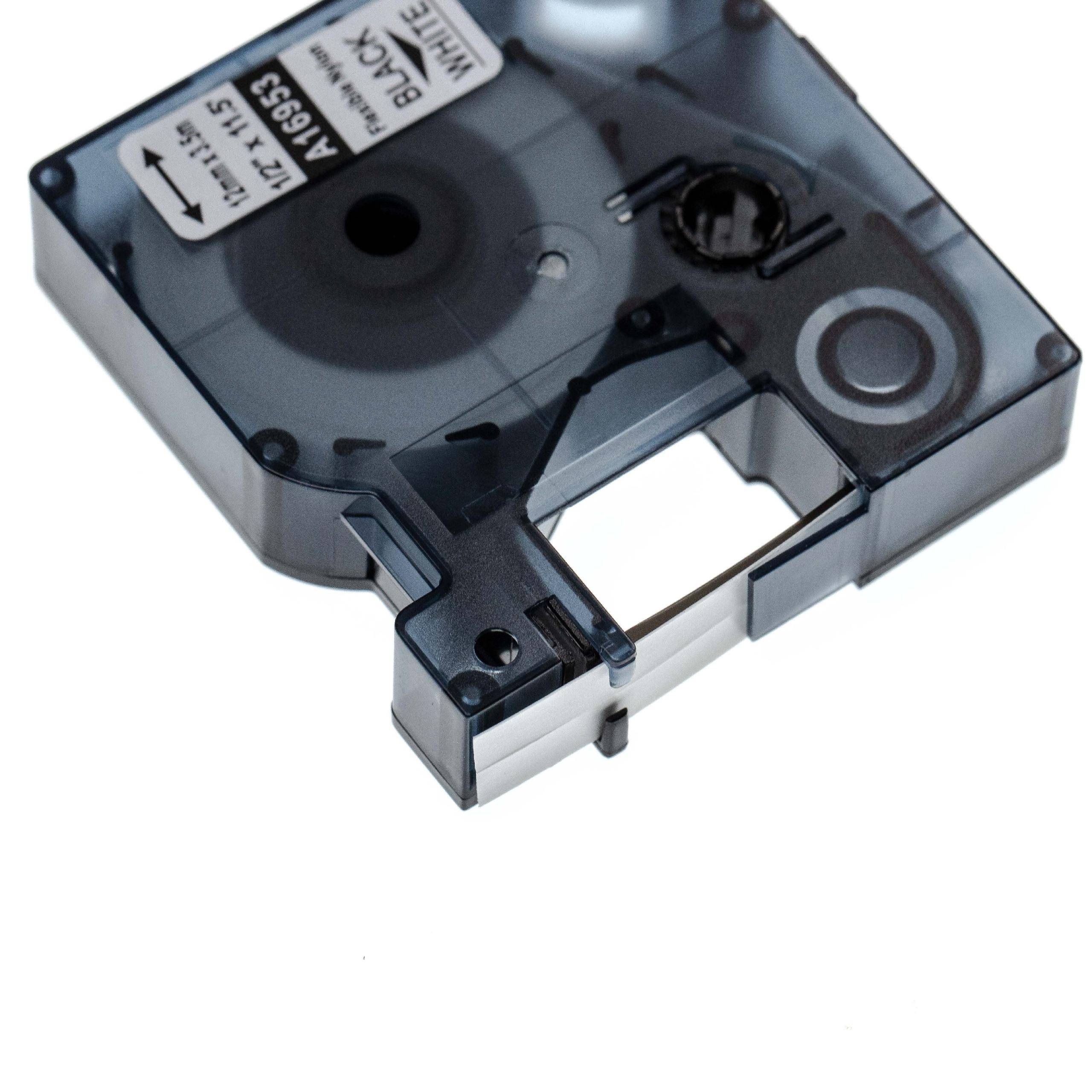 vhbw Schriftband-Kassette kompatibel mit Dymo LabelWriter Duo 400 | Duo, Duo 450 Etiketten-Drucker 3,5m x 12mm Schwarz auf Weiß, Flexibel