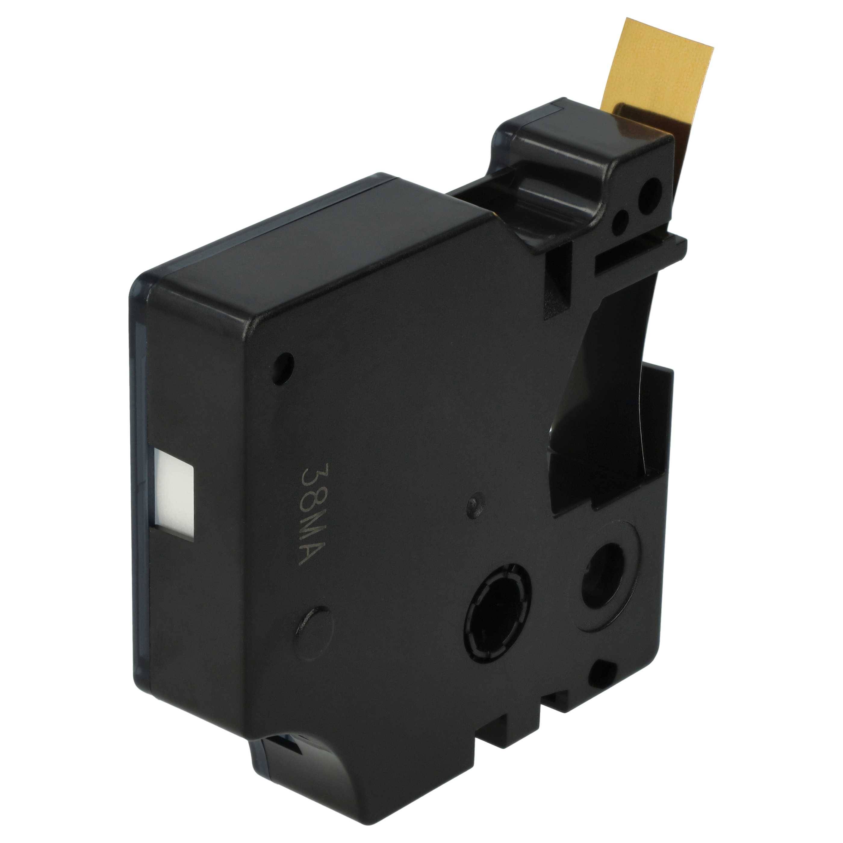 vhbw Schriftband-Kassette kompatibel mit Dymo LabelManager 100, 210D, 120P, 200, 260P, 100 Plus, 160 Etiketten-Drucker 7m x 12mm Schwarz auf Gold