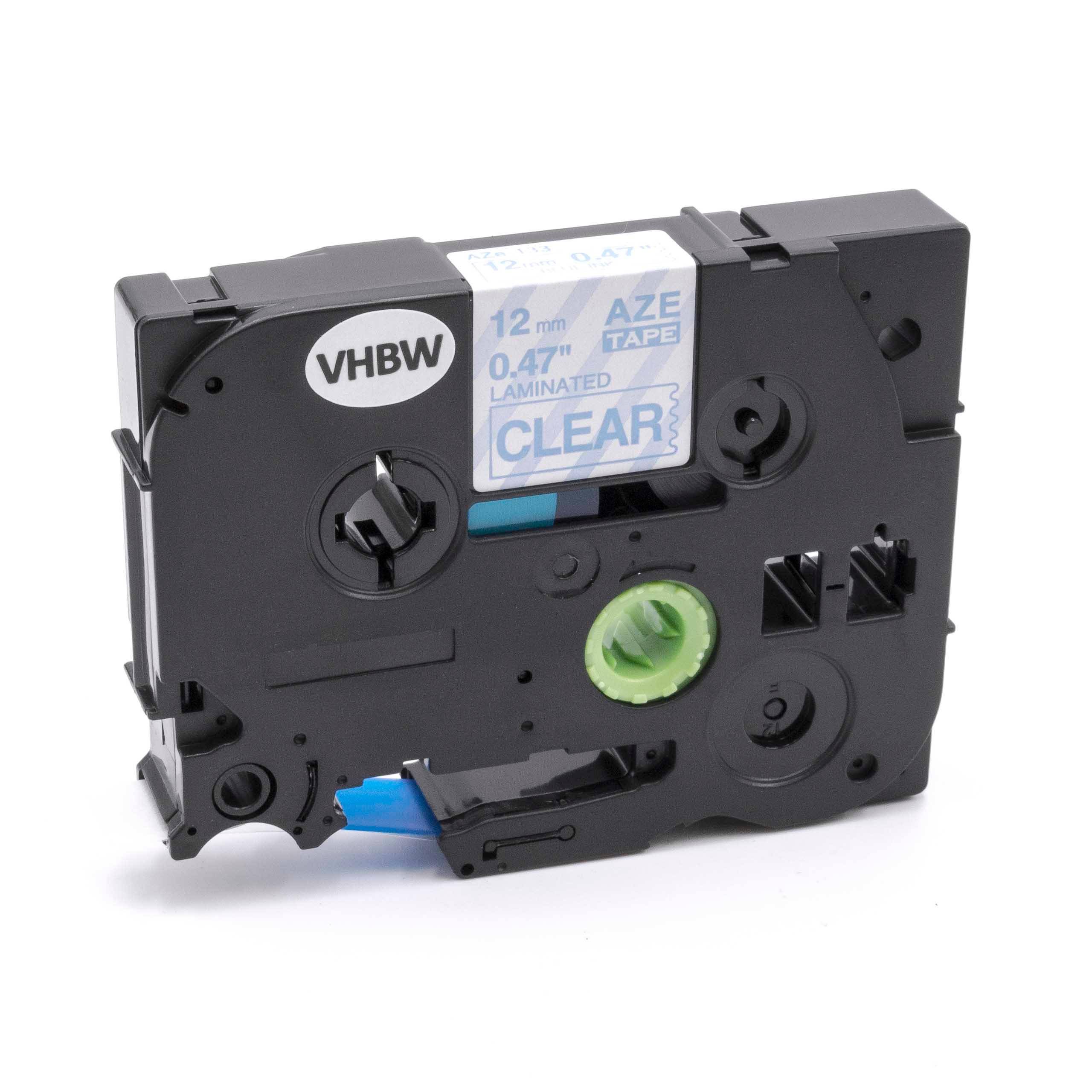 vhbw Schriftband-Kassette kompatibel mit Brother P-Touch H75S, P300BT, P700, P750, P750TDI, P750W Etiketten-Drucker 12mm Blau auf Transparent