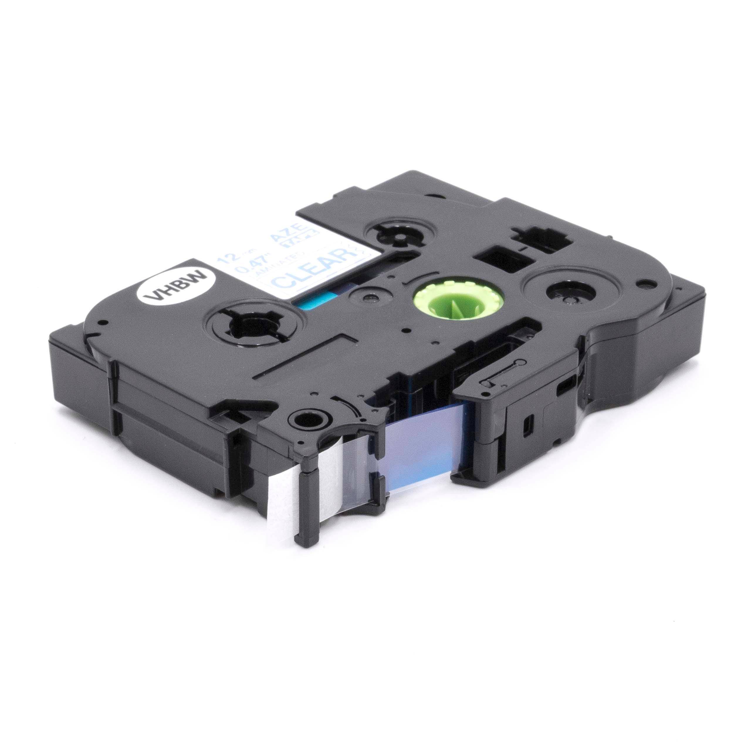 vhbw Schriftband-Kassette kompatibel mit Brother P-Touch H75S, P300BT, P700, P750, P750TDI, P750W Etiketten-Drucker 12mm Blau auf Transparent
