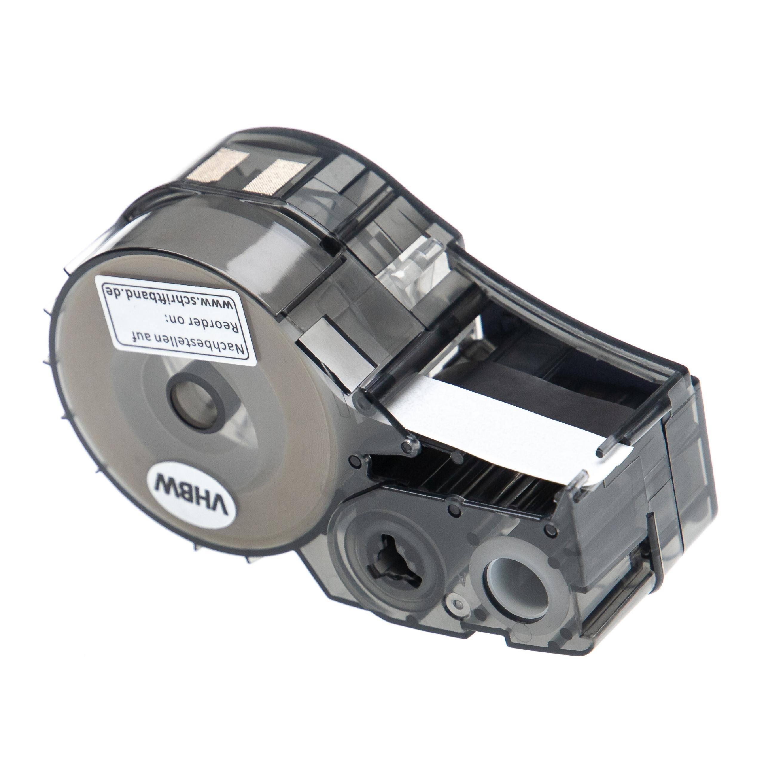 vhbw Schriftband-Kassette kompatibel mit Brady BMP21-PLUS, ID PAL Etiketten-Drucker 6,4m x 6,35mm Schwarz auf Transparent, Kunststoff, Polyester