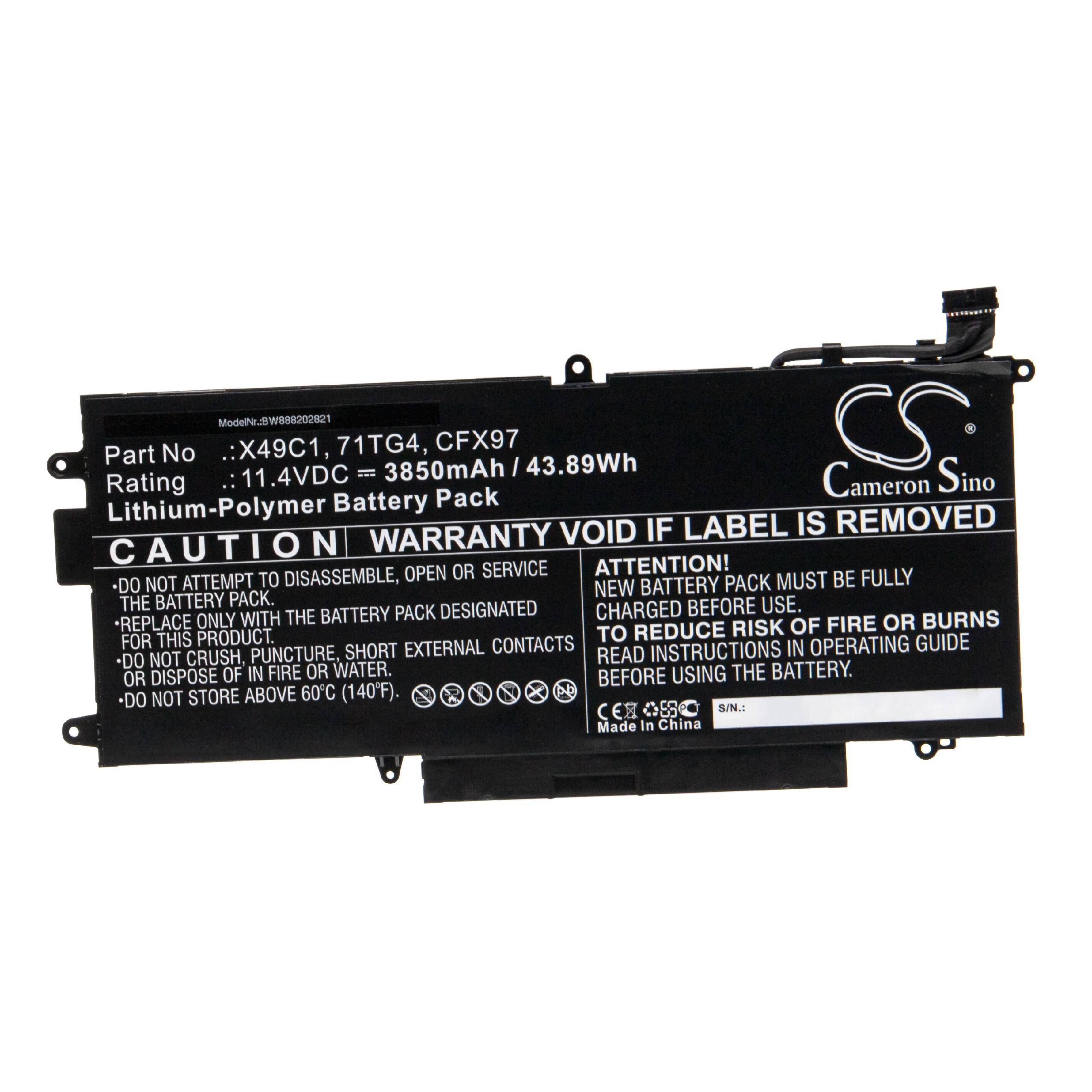 „Lithium-Polymer-Akkupack, 11,4VDC, 3850mAh/43,89Wh. Warnung: Nicht versuchen, zu zerlegen oder Feuer auszusetzen.